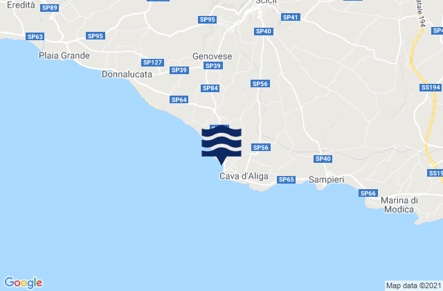 Karte der Gezeiten Cava d'Aliga, Italy