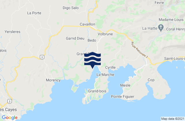 Karte der Gezeiten Cavaillon, Haiti