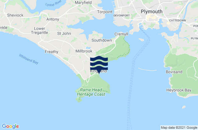 Karte der Gezeiten Cawsand Bay Beach, United Kingdom
