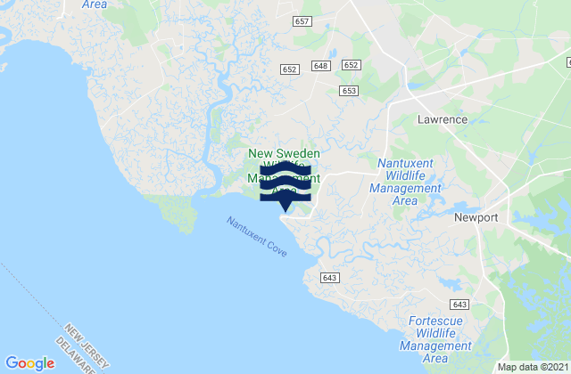 Karte der Gezeiten Cedar Creek Entrance (Nantuxent Cove), United States