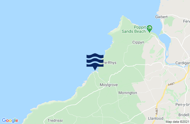 Karte der Gezeiten Ceibwr Bay Beach, United Kingdom