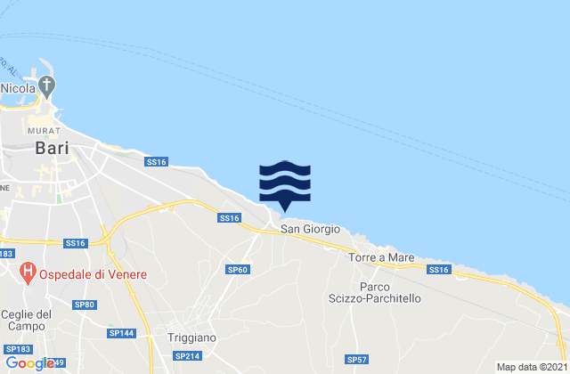 Karte der Gezeiten Cellamare, Italy