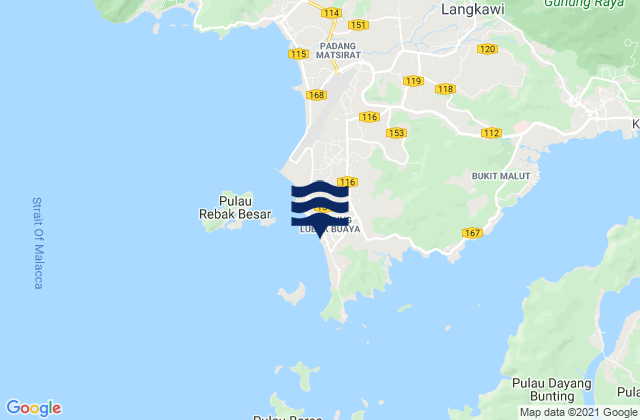 Karte der Gezeiten Cenang Beach (The Cliff), Malaysia