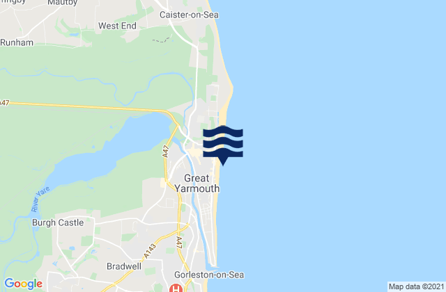 Karte der Gezeiten Central Beach, United Kingdom