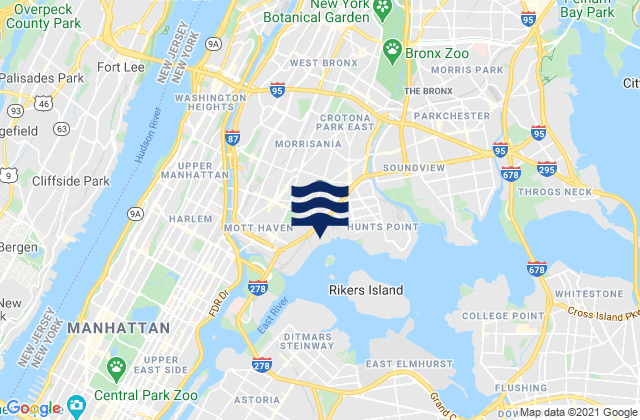 Karte der Gezeiten Central Bridge, Harlem River, United States