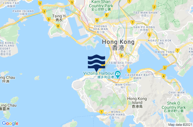 Karte der Gezeiten Central and Western District, Hong Kong