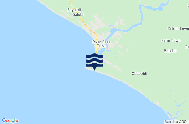 Karte der Gezeiten Cestos Bay, Liberia
