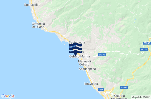 Karte der Gezeiten Cetraro, Italy
