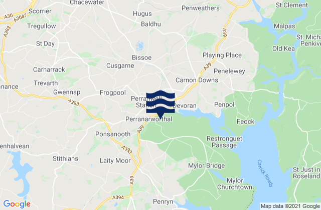 Karte der Gezeiten Chacewater, United Kingdom