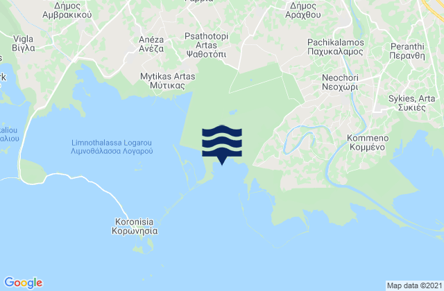 Karte der Gezeiten Chalkiádes, Greece