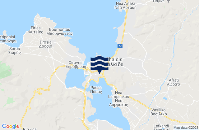 Karte der Gezeiten Chalkída, Greece