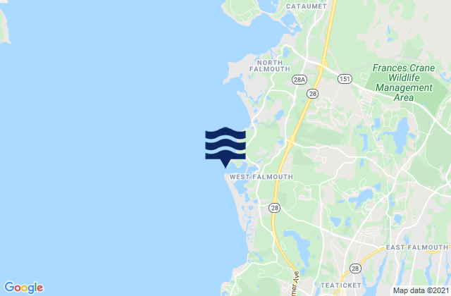 Karte der Gezeiten Chappaquoit Point West Falmouth Harbor, United States