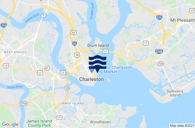 Karte der Gezeiten Charleston (customhouse Wharf), United States