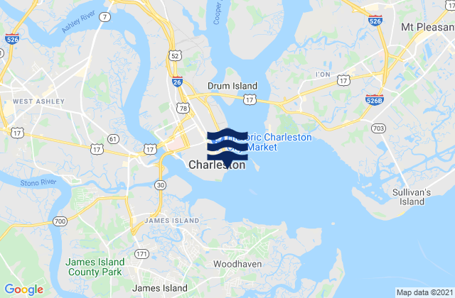 Karte der Gezeiten Charleston, United States