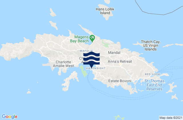 Karte der Gezeiten Charlotte Amalie (Saint Thomas), U.S. Virgin Islands