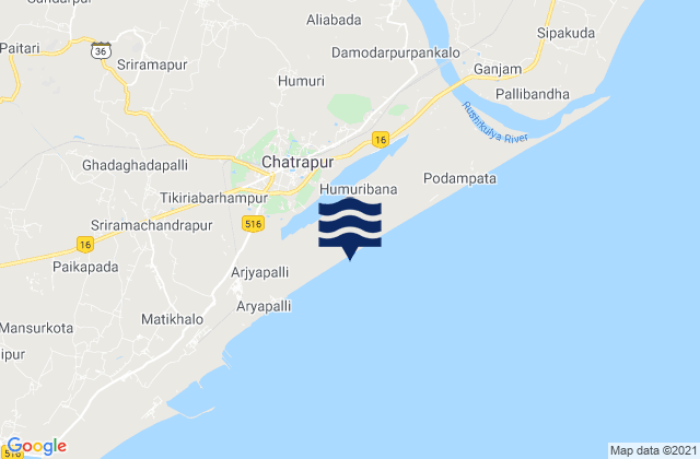 Karte der Gezeiten Chatrapur, India