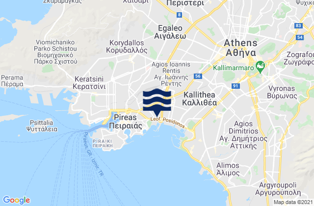 Karte der Gezeiten Chaïdári, Greece