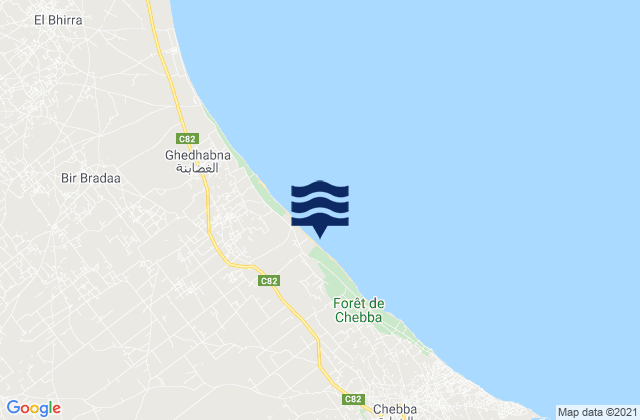Karte der Gezeiten Chebba, Tunisia