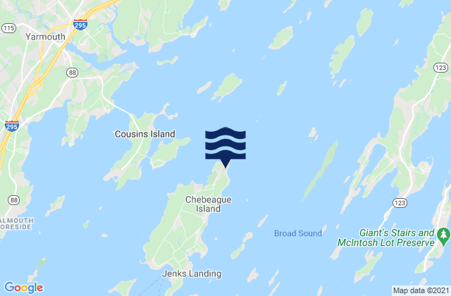 Karte der Gezeiten Chebeague Point, Great Chebeague Island, United States