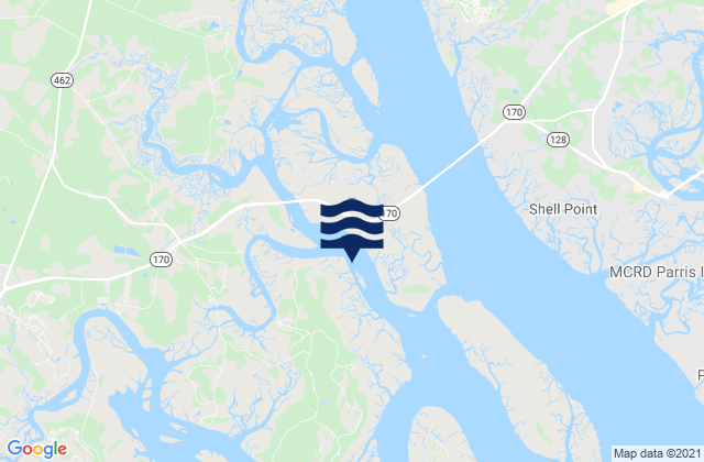 Karte der Gezeiten Chechessee Bluff (Chechessee River), United States