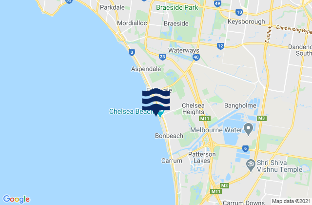 Karte der Gezeiten Chelsea, Australia
