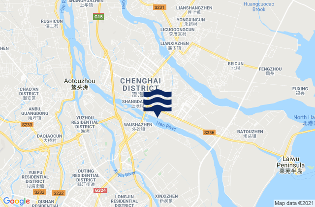 Karte der Gezeiten Chenghua, China