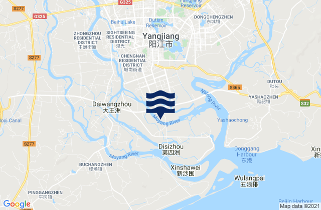 Karte der Gezeiten Chengxi, China