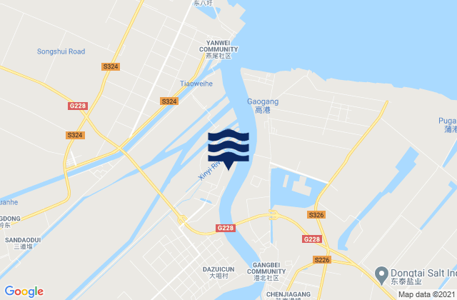Karte der Gezeiten Chenjiagang, China