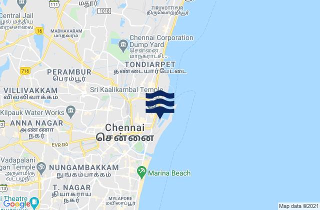 Karte der Gezeiten Chennai, India