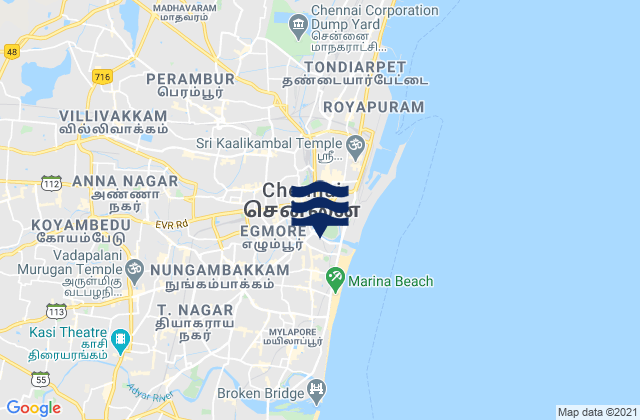Karte der Gezeiten Chennai, India