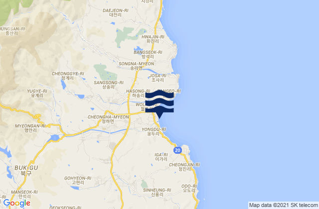 Karte der Gezeiten Cheongha, South Korea
