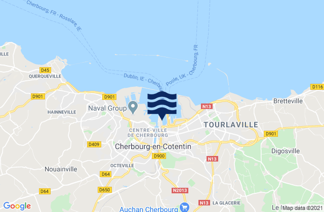 Karte der Gezeiten Cherbourg-Octeville, France