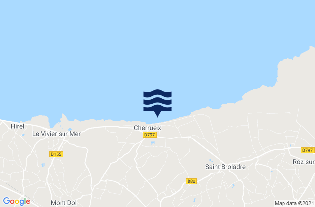 Karte der Gezeiten Cherrueix, France