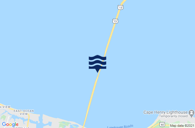 Karte der Gezeiten Chesapeake Bay Bridge Tunnel, United States
