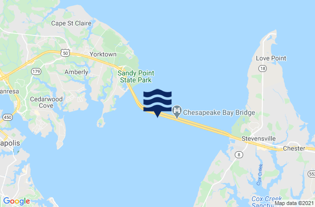 Karte der Gezeiten Chesapeake Bay Bridge main channel, United States