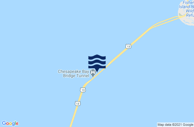 Karte der Gezeiten Chesapeake Channel (bridge tunnel), United States