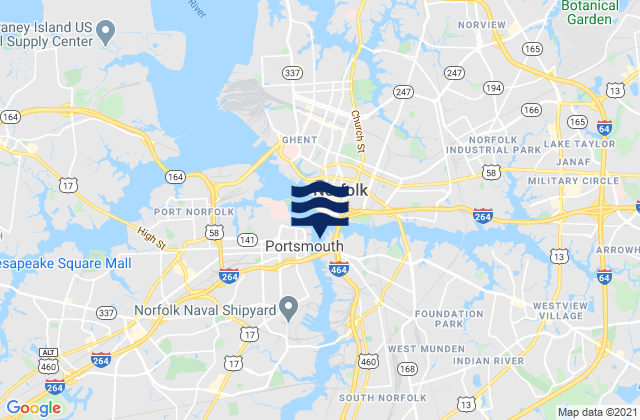 Karte der Gezeiten Chesapeake Southern Branch, United States