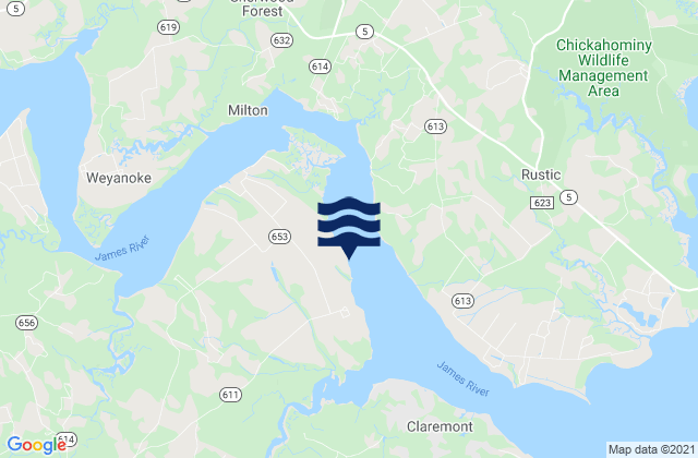Karte der Gezeiten Chester James River, United States