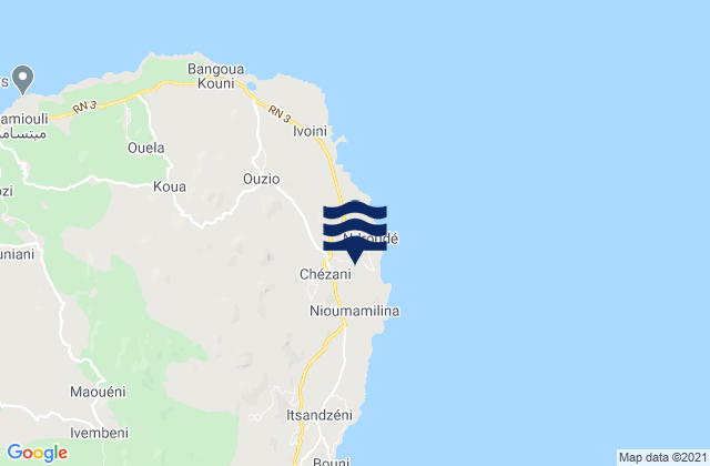 Karte der Gezeiten Chezani, Comoros