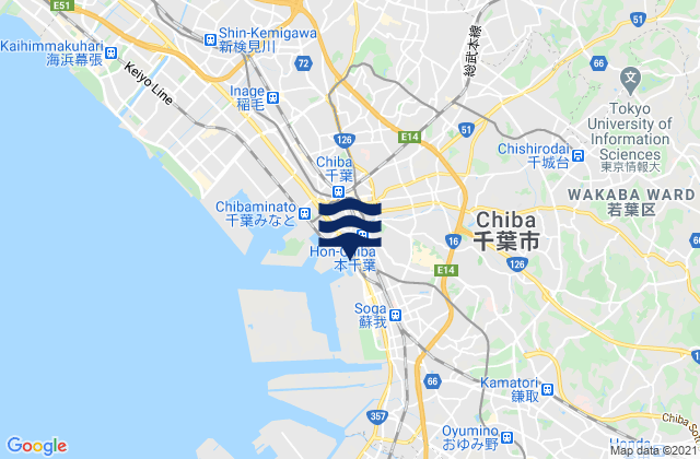 Karte der Gezeiten Chiba, Japan
