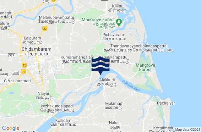 Karte der Gezeiten Chidambaram, India
