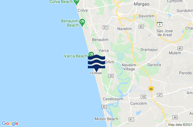 Karte der Gezeiten Chinchinim, India