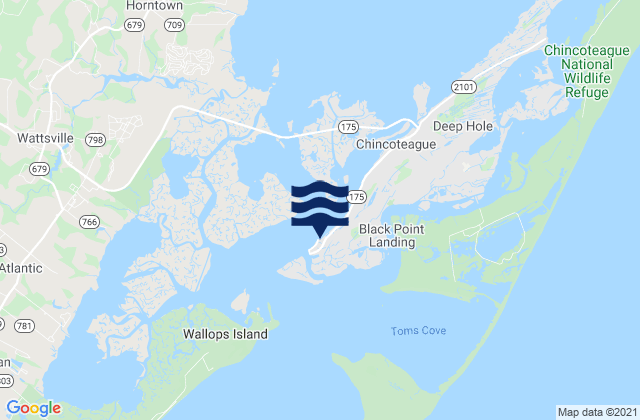 Karte der Gezeiten Chincoteague Channel (south End), United States