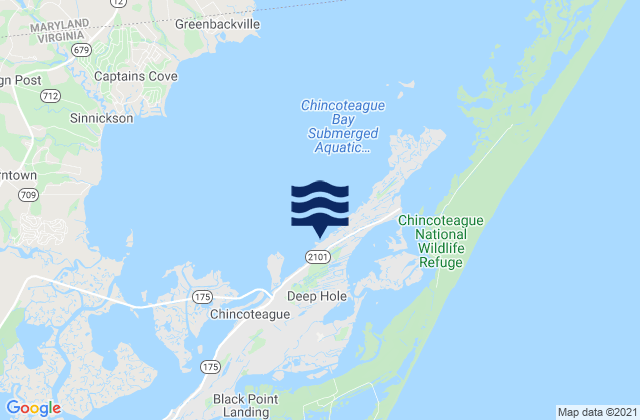 Karte der Gezeiten Chincoteague Island (Blake Cove), United States