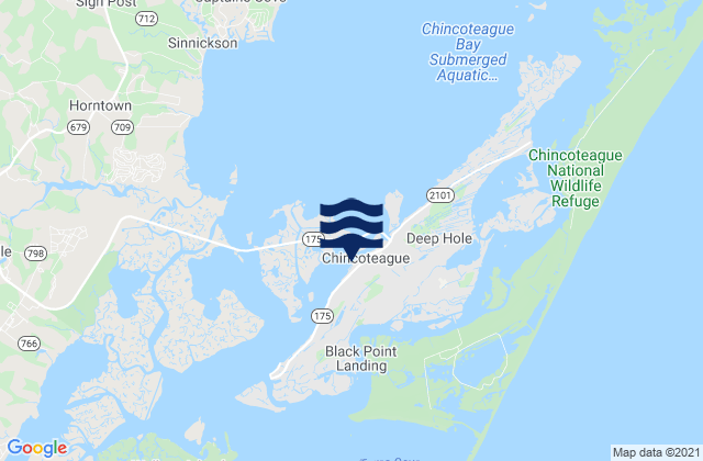 Karte der Gezeiten Chincoteague Island (Uscg Station), United States