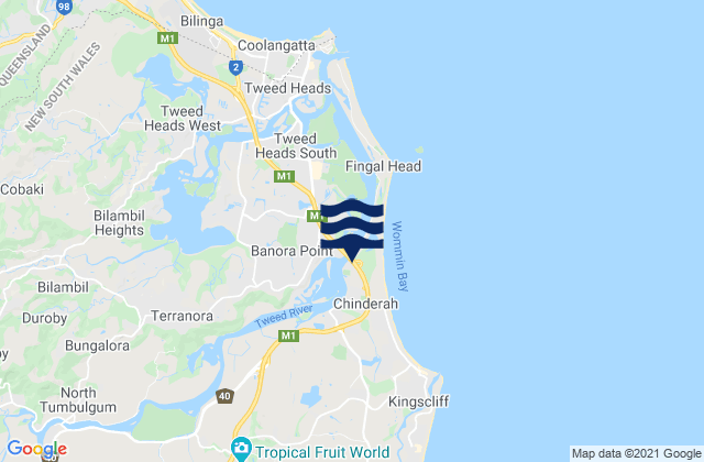 Karte der Gezeiten Chinderah, Australia