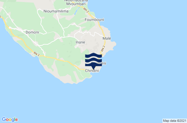 Karte der Gezeiten Chindini, Comoros