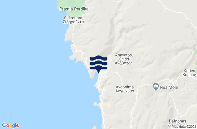 Karte der Gezeiten Chios, Greece