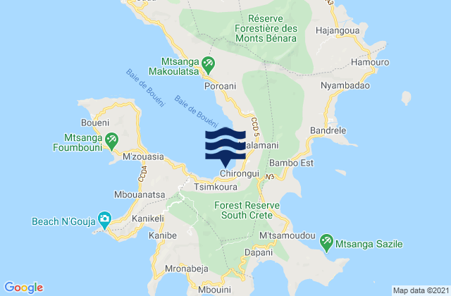 Karte der Gezeiten Chirongui, Mayotte