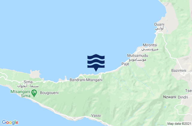Karte der Gezeiten Chironkamba, Comoros
